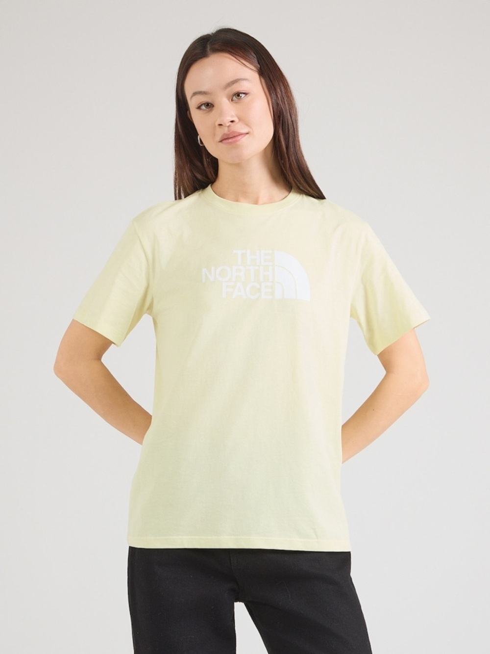 The North Face size XS 100% cotton Women's Short Sleeve Logo Tee in Pale Yellow